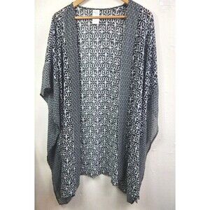 Beautiful Kona Sol Women's Kimono Swimsuit Cover, Black & White Print, Size XL